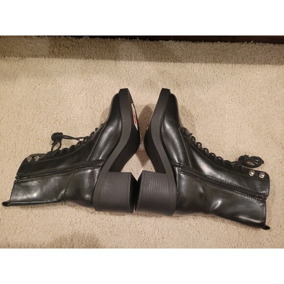 New MIA Gordy Combat Boots Shoes Black Zippers Lace up Platform Women's 9 - Picture 4 of 10